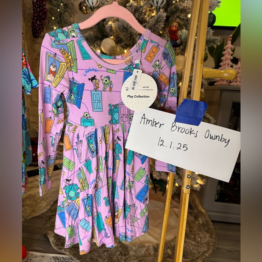 Little Sleepies Monsters Inc Long Sleeve Twirl Dress - Size 2T